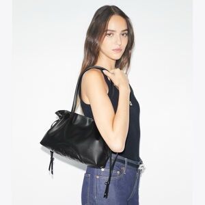 Tory Burch Ella Natuura Drawstring Small Tote - Black